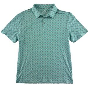 Burlebo Golf Polo Shirt Mens Large Golf Cart Print Aqua